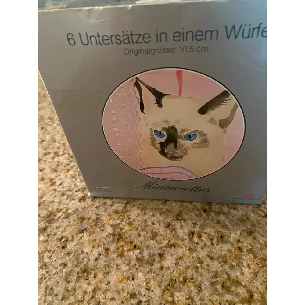 Vintage Cat Coasters by Minouettes new with original box